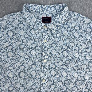 UNTUCKit Shirt Mens 3XL 100% Linen Blue Floral Short Sleeve Button-Up Tropic